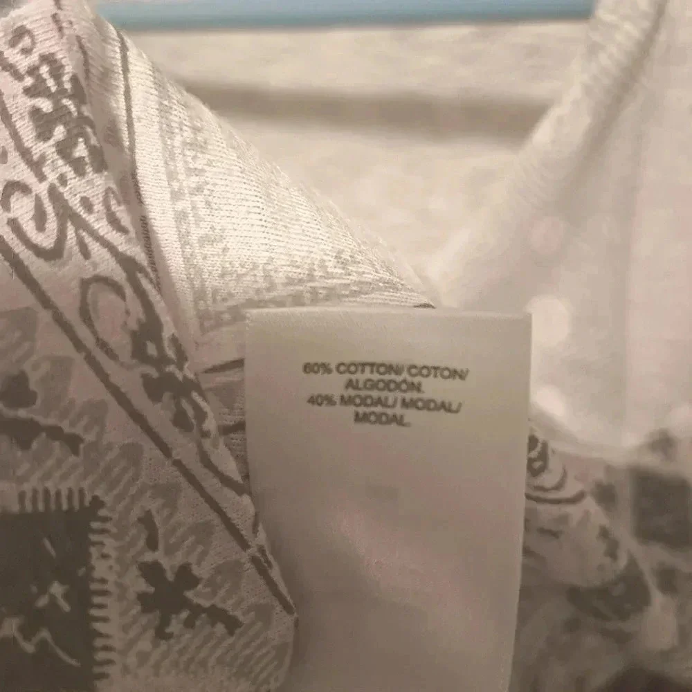 Lucky Brand Light Pink and Grey Printed Split V-Neck Shirt Sz M - Picture 11 of 12